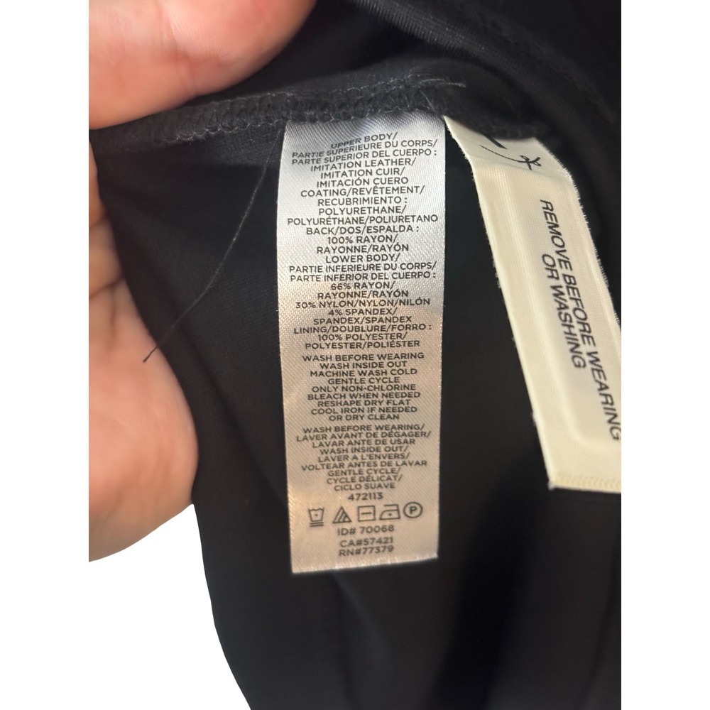 Ann Taylor Size 6 Black Mixed Media Faux Leather Ponte Shift Dress Short Sleeve‎ - Picture 5 of 6